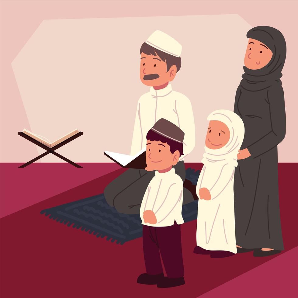 muslimische familie zusammen vektor