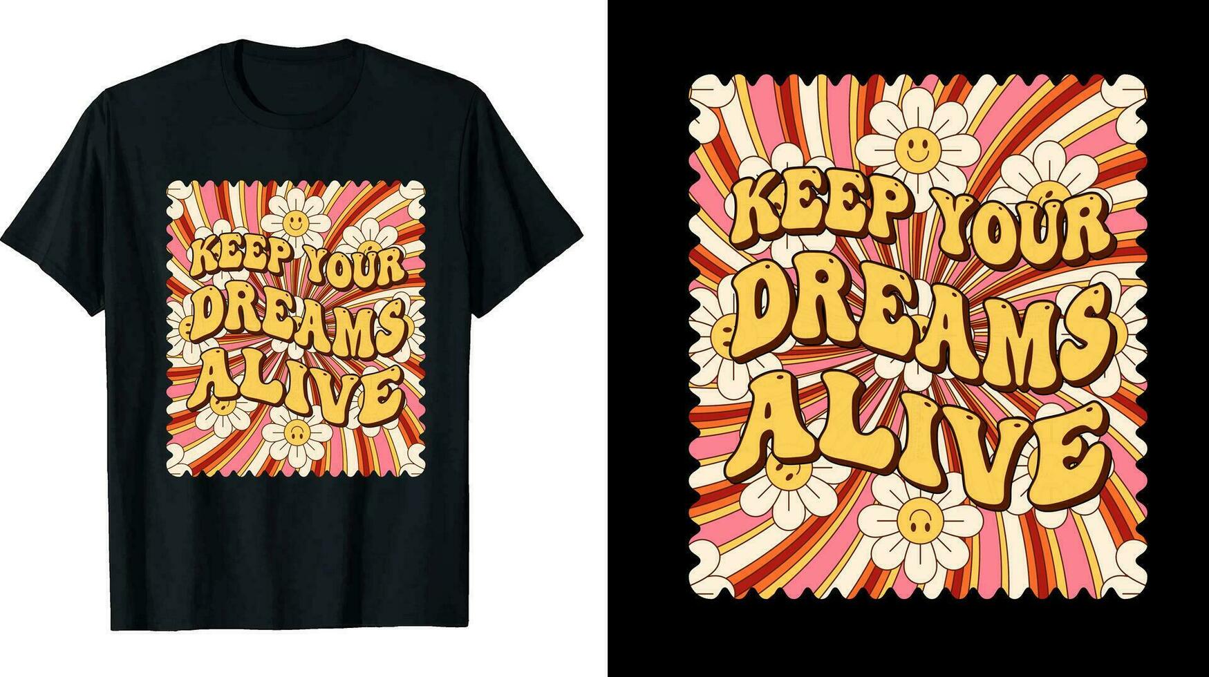 retro T-Shirt, Jahrgang T-Shirt, groovig T-Shirt, Hippie T-Shirt, 70er Jahre T-Shirt Designs vektor