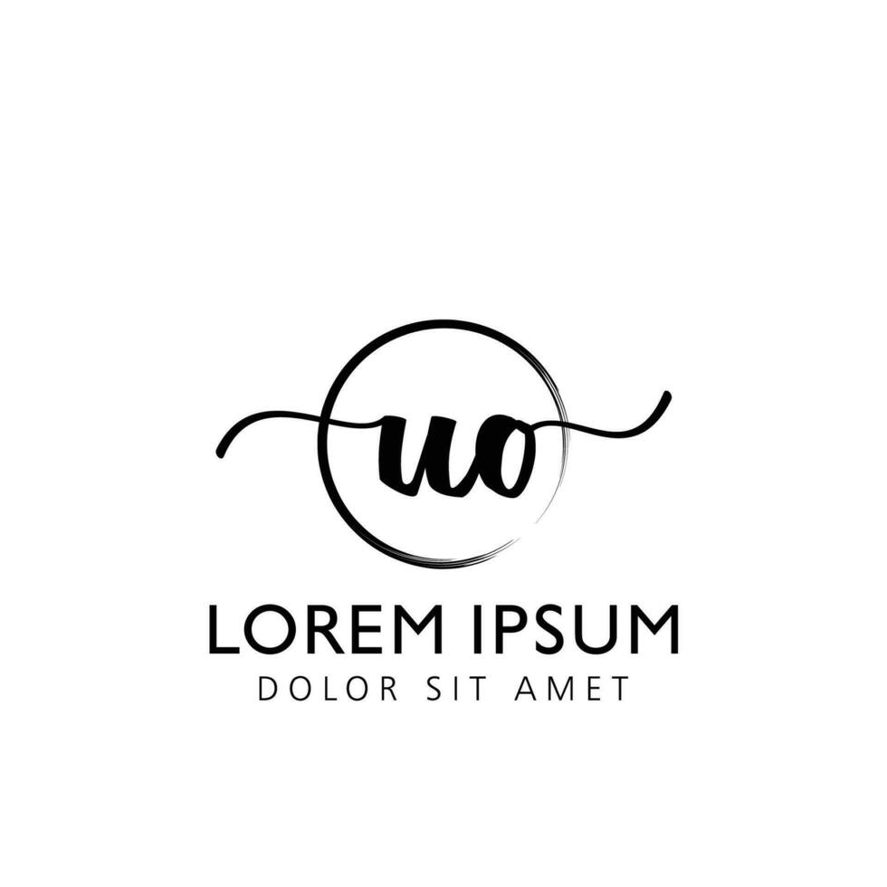 brev uo första handstil logotyp med signatur och hand dragen stil. vektor