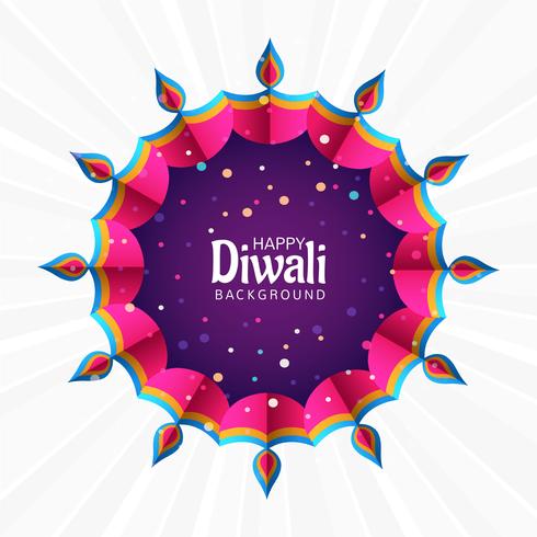 Vacker diwali festival hälsningskort färgstark dekorativa tillbaka vektor