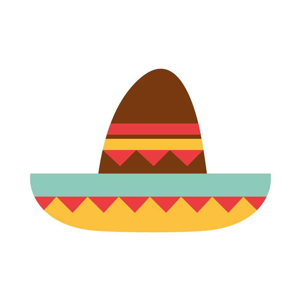 mexikanischer Sombrero kleidet traditionelle flache Ikone der Volkskultur vektor
