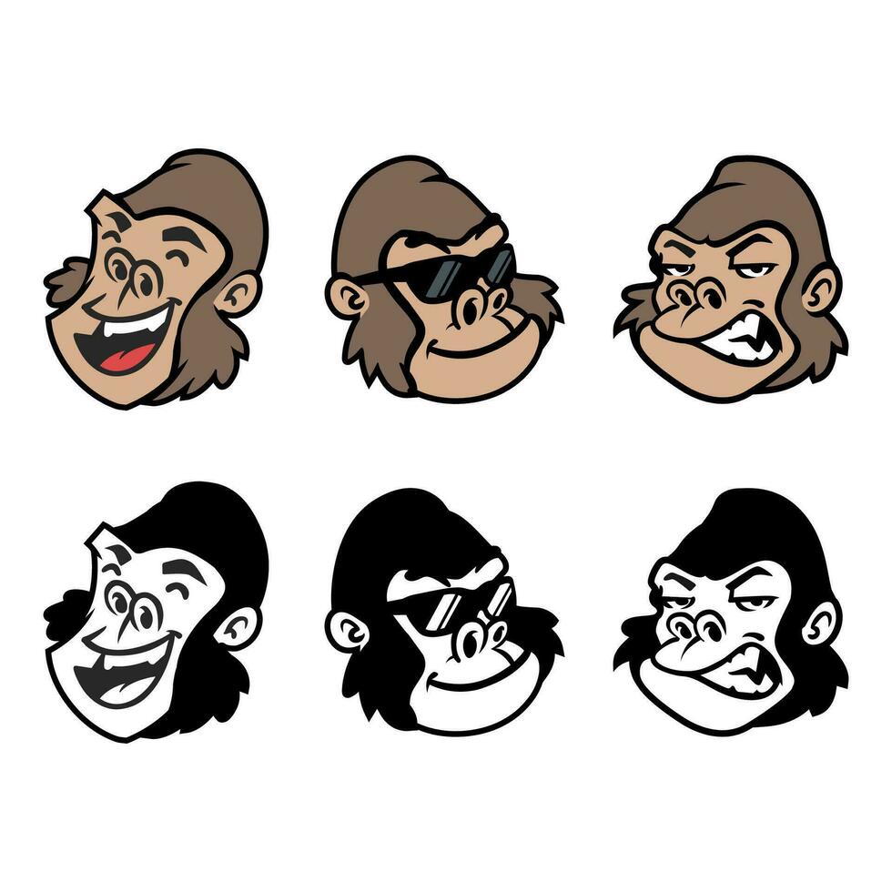 gorilla huvud tecknad serie karaktär design vektor