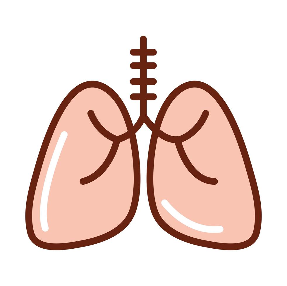 menschliche Körper Lungen Atmung Anatomie Organ Gesundheitslinie und Füllsymbol vektor