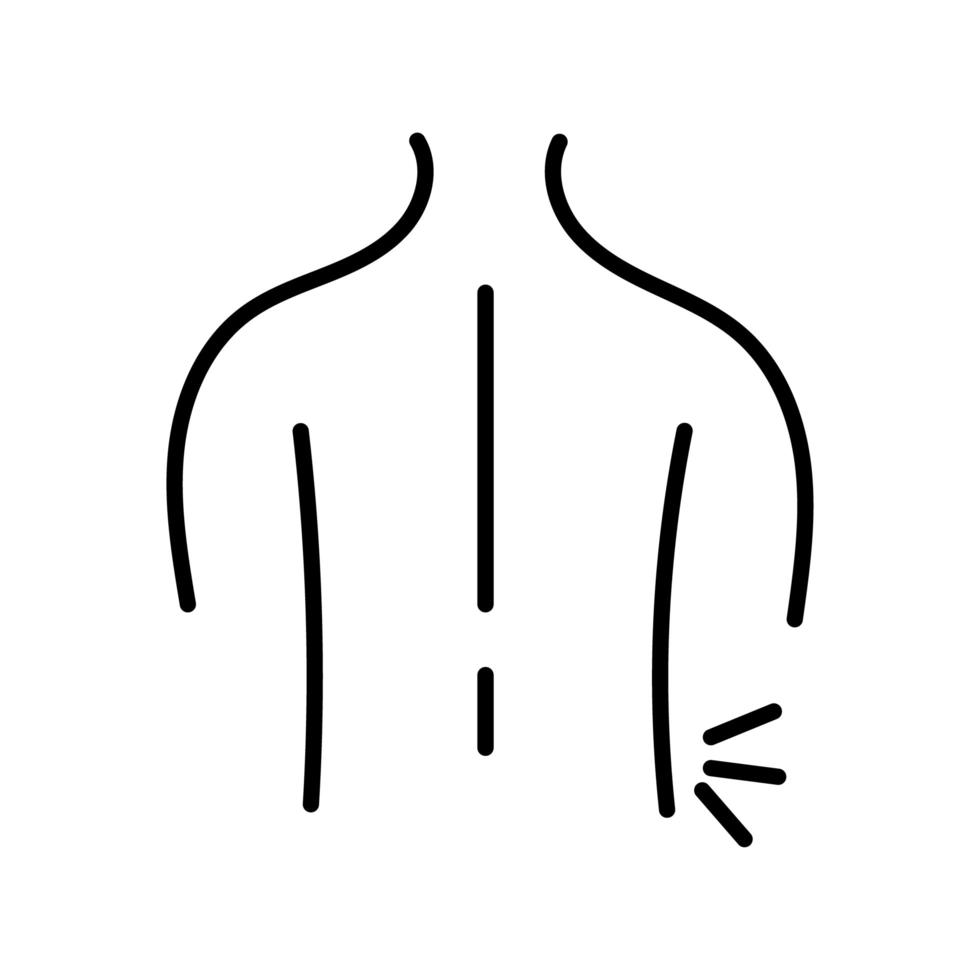 Torso mit Symbol für den Linienstil für Hüftschmerzen vektor