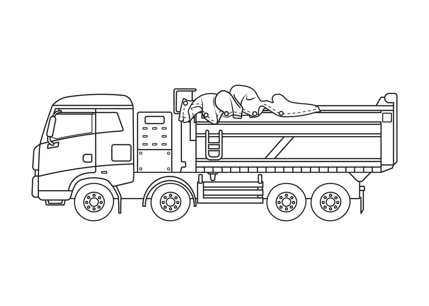 Vektor Illustration Hand gezeichnet Farbe Kinder Konstruktion elektrisch Dump LKW mit rutschen Startseite Konstruktion Fahrzeug Clip Art