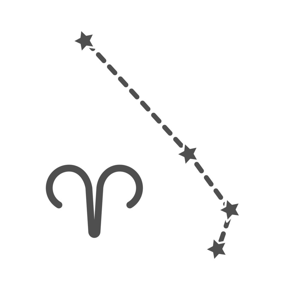 zodiac aries konstellation astrologisk linje stilikon vektor