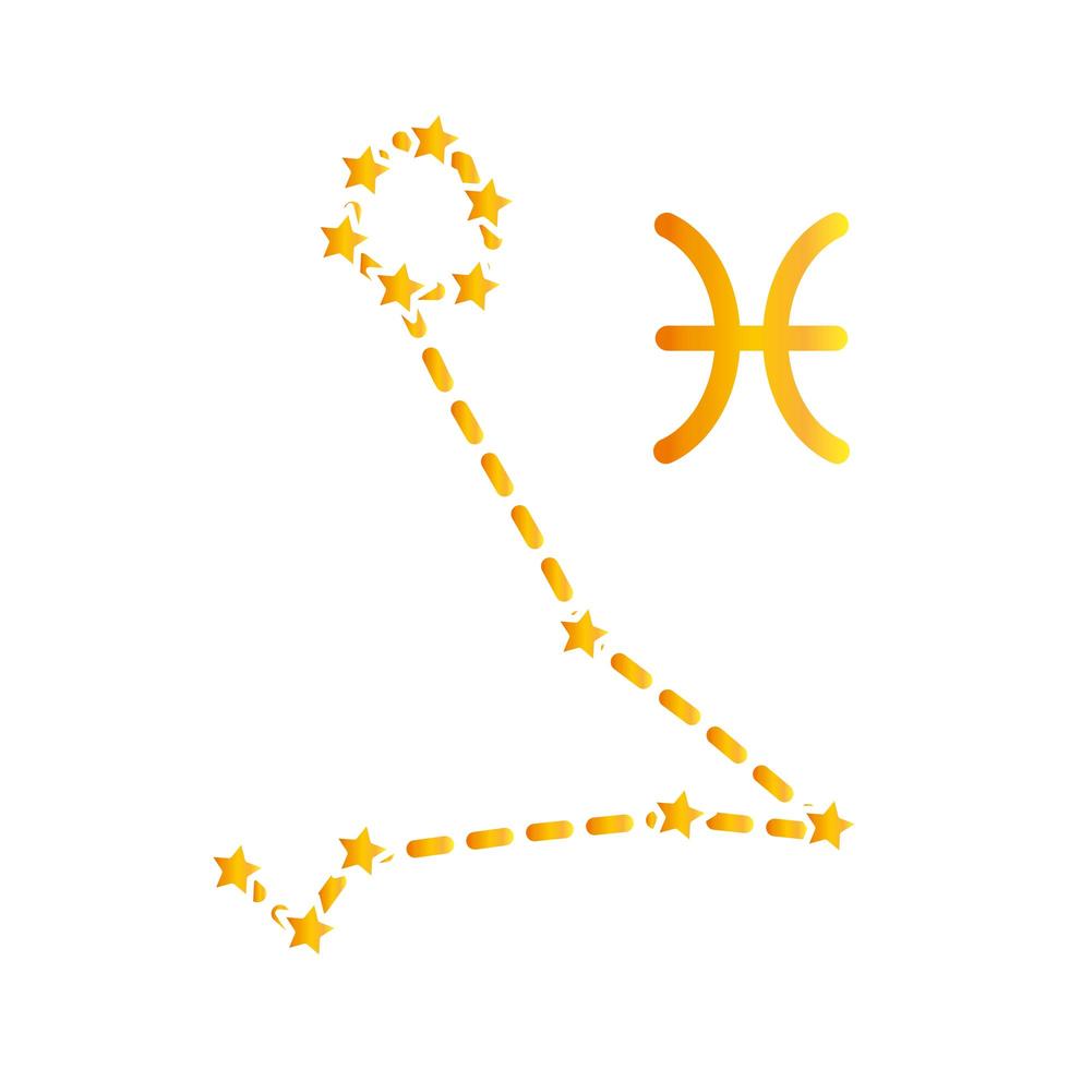 Sternzeichen Fische Konstellation astrologisches Farbverlaufssymbol vektor