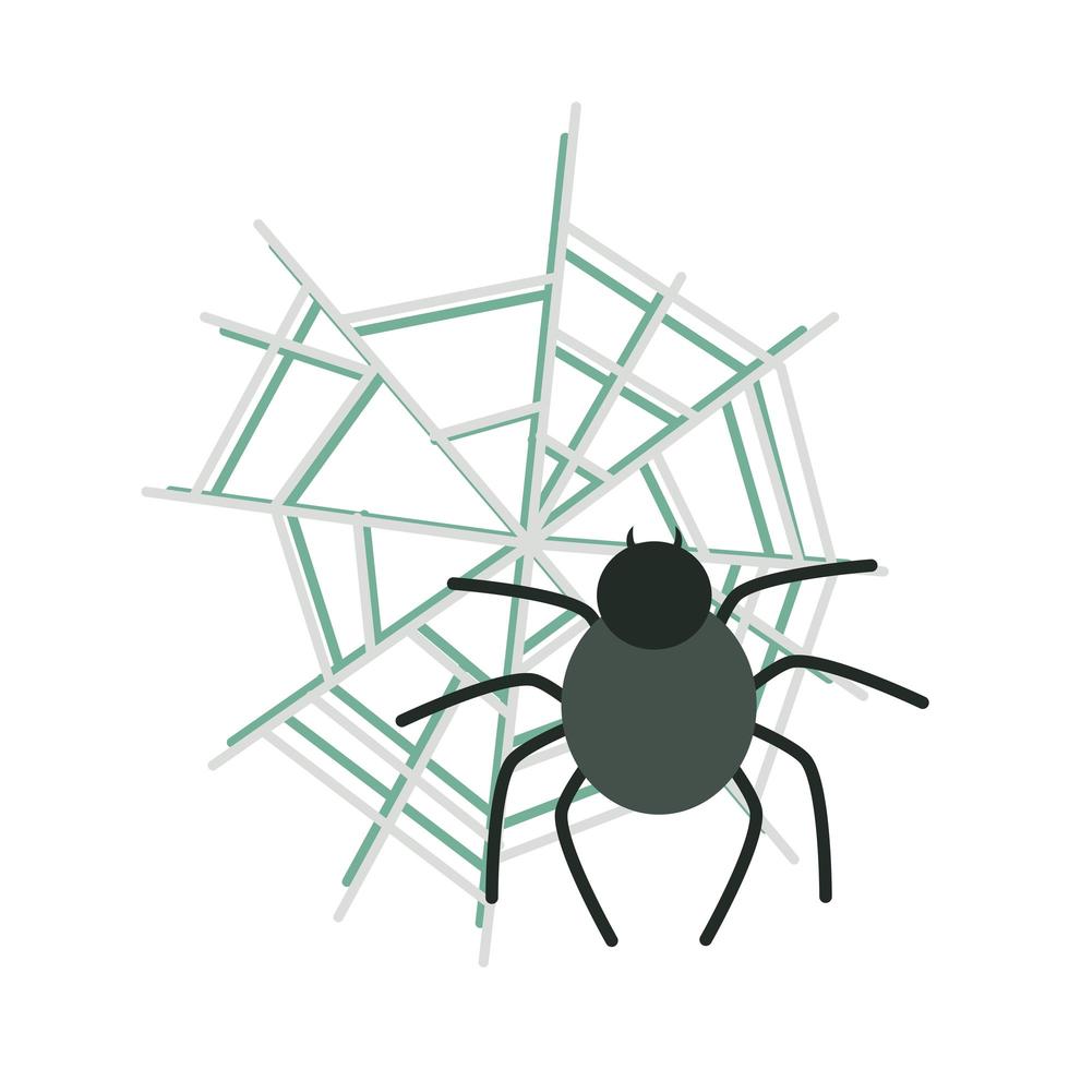 Fröhliche Halloween-Spinne im Spinnennetz-Süßes oder Saures Party-Feier-flaches Icon-Design vektor
