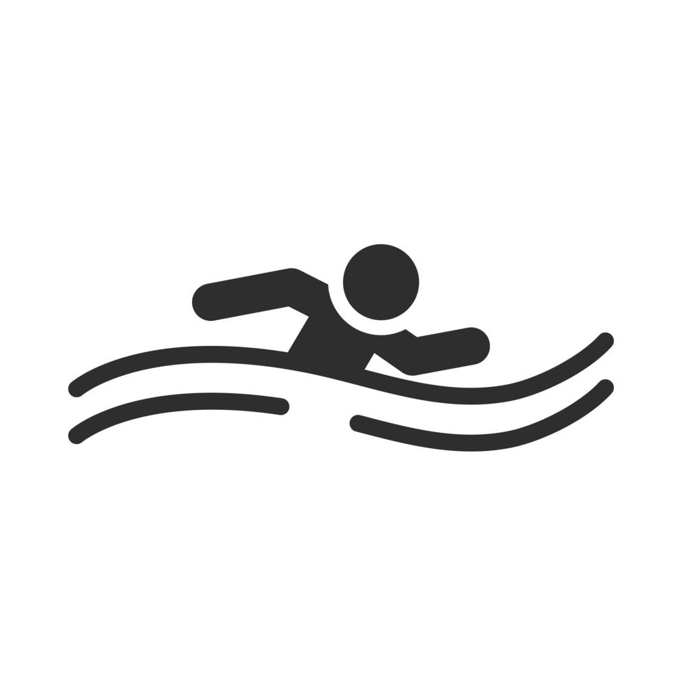 Extremsport schwimmen aktiver Lebensstil Silhouette Icon Design vektor