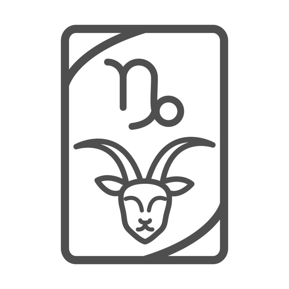 Sternzeichen Steinbock esoterische Tarot-Vorhersage-Karten-Linien-Stil-Symbol vektor