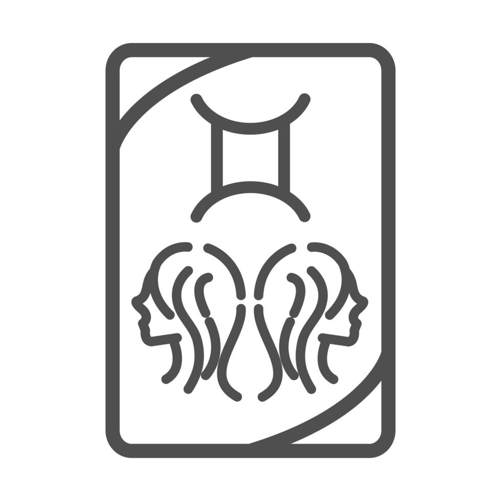 Sternzeichen Zwillinge esoterische Tarot-Vorhersage-Karte Linienstil-Symbol style vektor