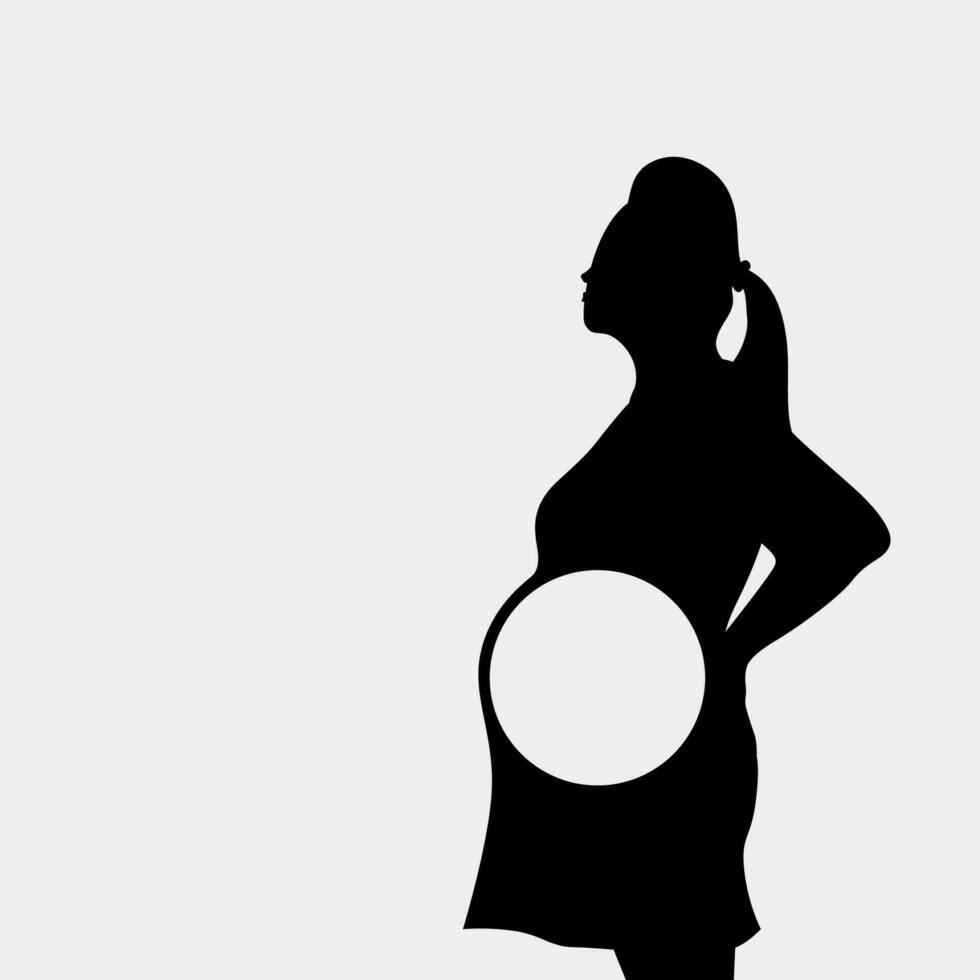 Frau schwanger Silhouette auf Weiß vektor