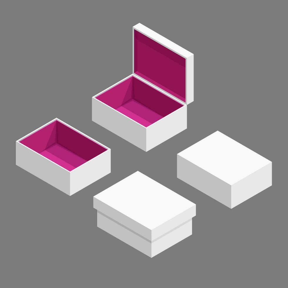 isometrisch Weiß Karton Box einstellen vektor