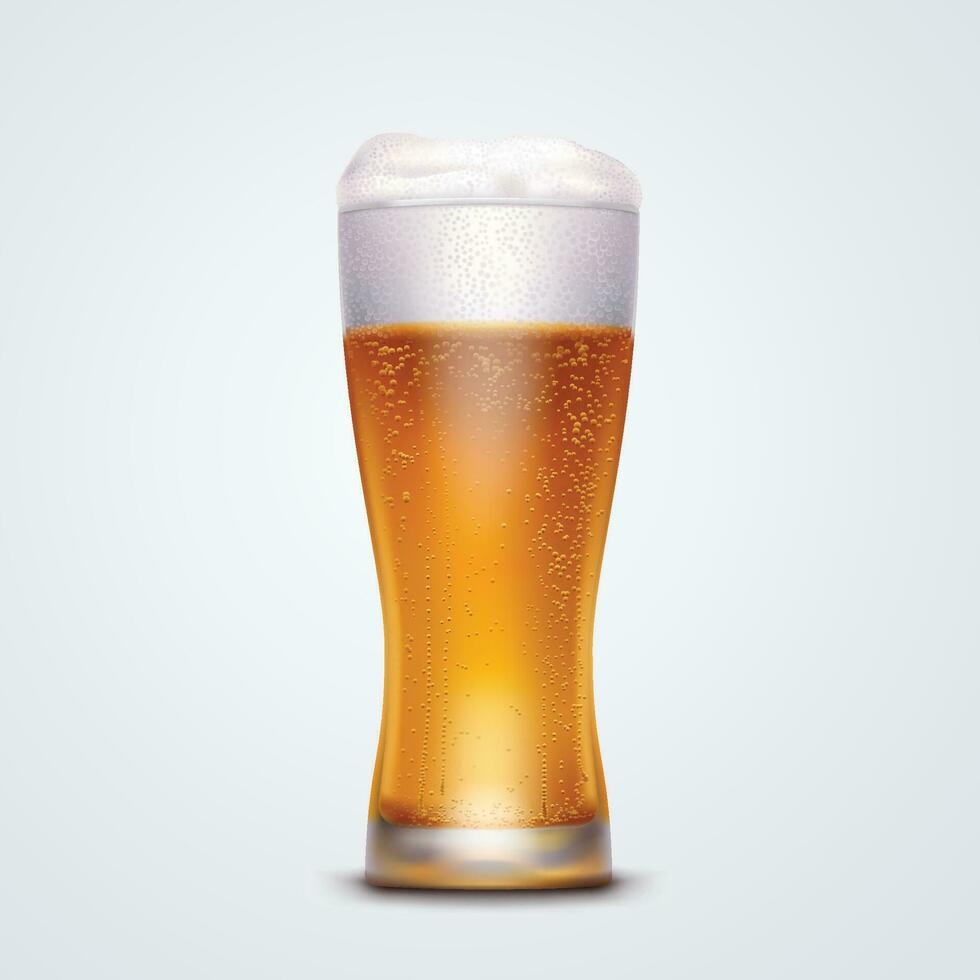 realistisk glas av öl isolerat på vit vektor