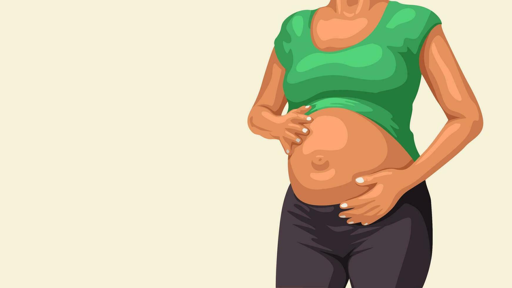 gravid kvinna mage på vit vektor