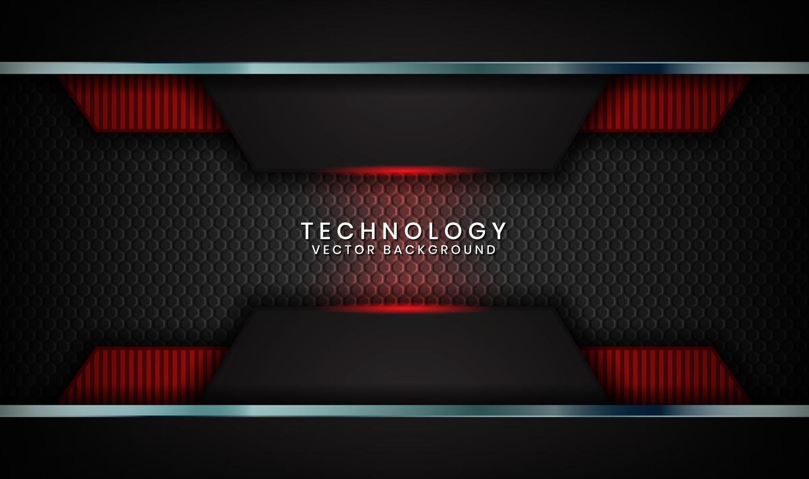 abstrakter schwarzer 3D-Techno-Hintergrund überlappt Schichten auf dunklem Raum mit roter Lichteffektdekoration. moderne Grafikdesign-Vorlagenelemente für Poster, Flyer, Cover, Broschüren, Zielseiten oder Banner vektor