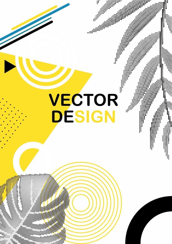 abstrakt geometrisk trendig bakgrund med halvtoner palmblad. vektor illustration eps10