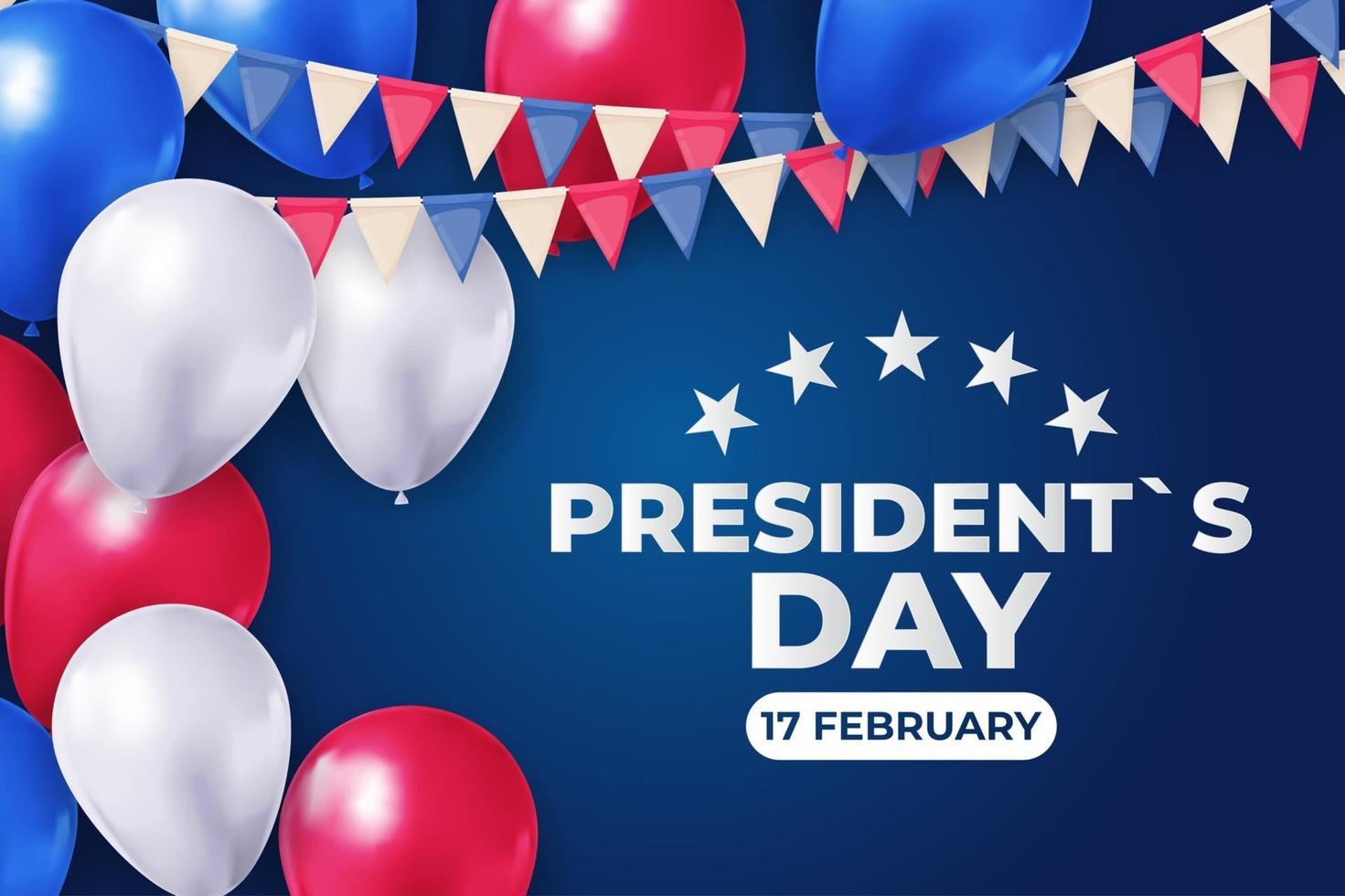 Feiertagshintergrund mit Luftballons für das Tagesplakat des US-Präsidenten, Banner, Werbung, Förderung. Vektor-Illustration eps10 vektor
