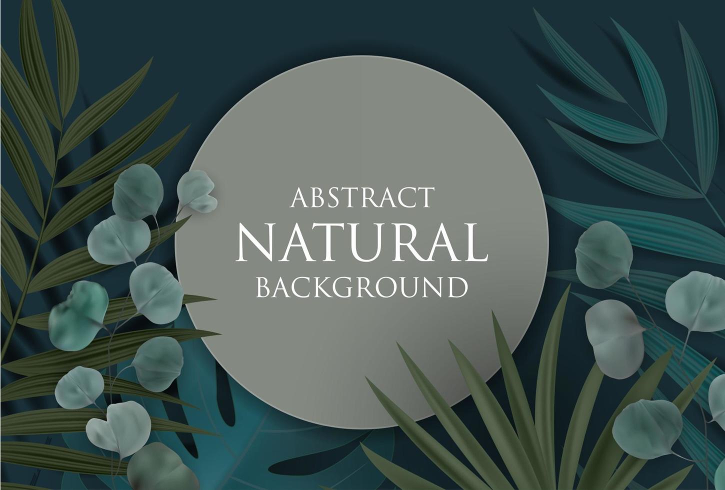 abstrakt naturlig bakgrund med tropisk palm, eukalyptus, monstera blad och ram. vektor illustration