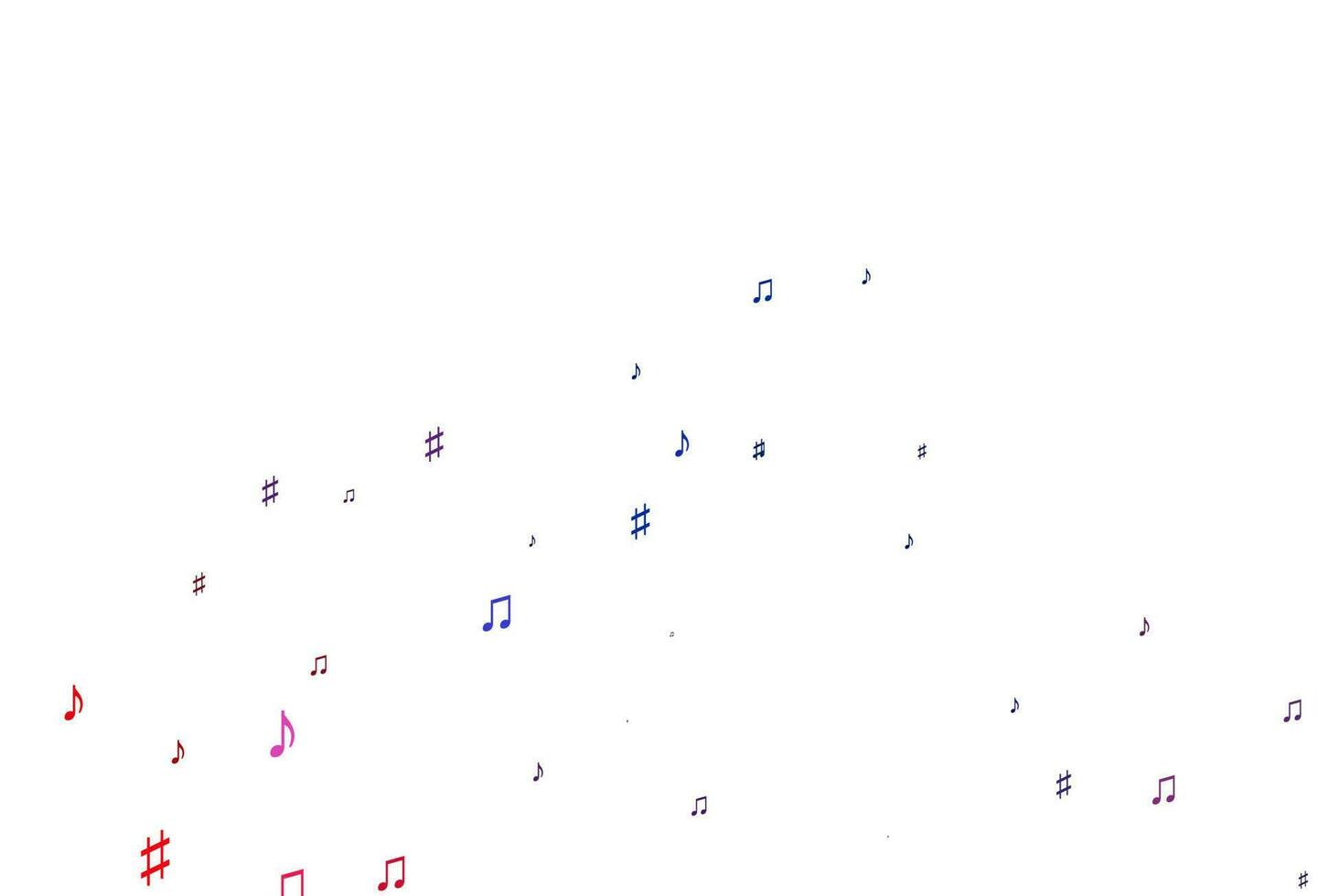 ljusblå, röd vektorbakgrund med musiksymboler. vektor