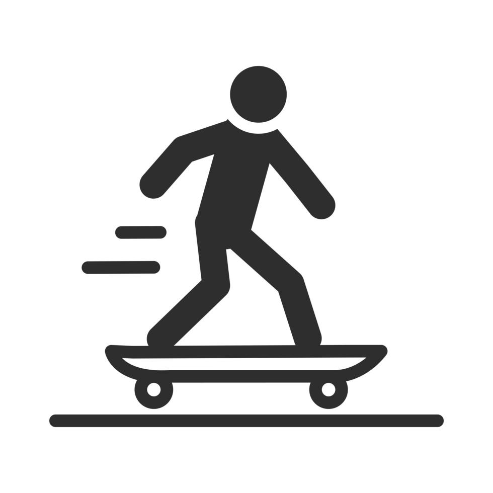 Extremsport Mann Skateboard Ausrüstung aktiver Lebensstil Silhouette Icon Design vektor
