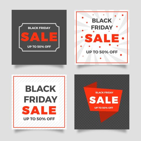 Flat Black Friday Social Media Post Vector Mall