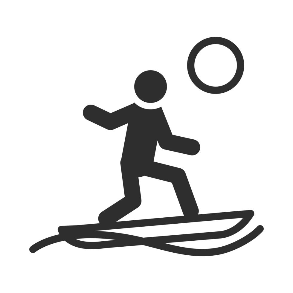 Extremsport Surfen aktiver Lebensstil Silhouette Icon Design vektor