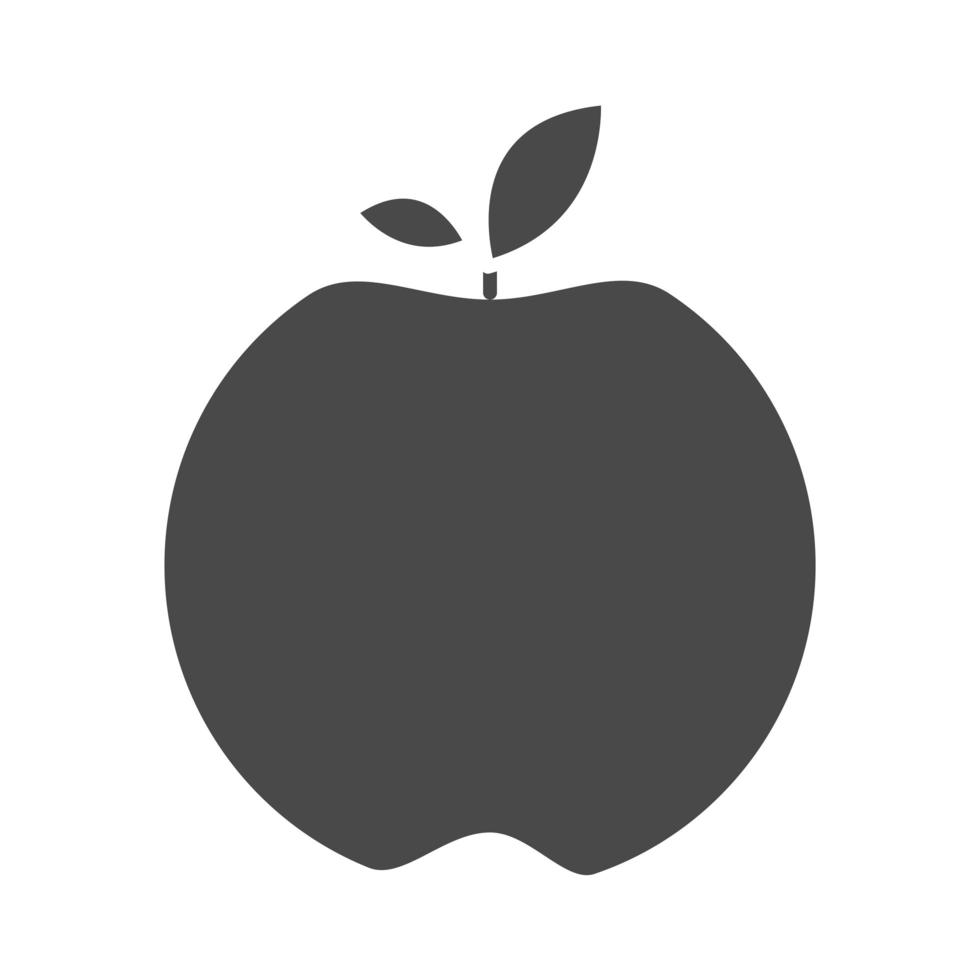 äpple färsk hälsosam frukt diet silhuett ikon design vektor