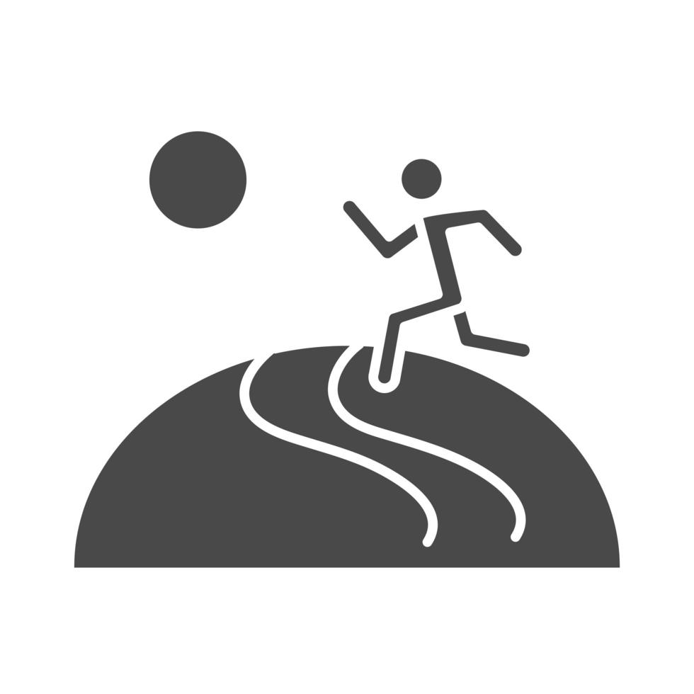 löpare man stig utomhus hastighet sport ras silhuett ikon design vektor