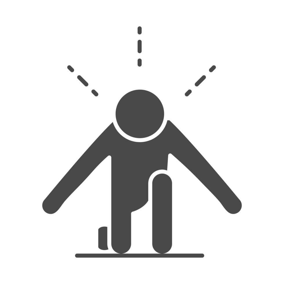 Vorderansicht-Läuferposition des Start-Sportrennen-Silhouette-Icon-Designs vektor