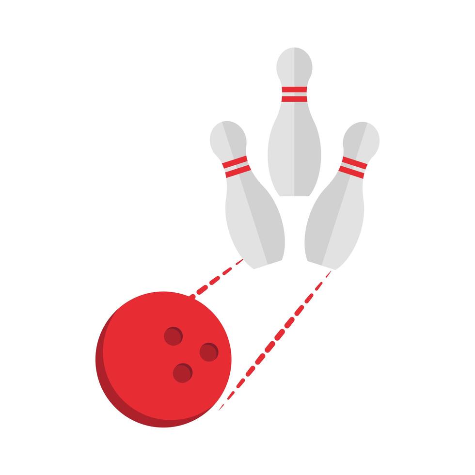 spridda kägla och bowlingboll spel rekreationsidrott platt ikon design vektor