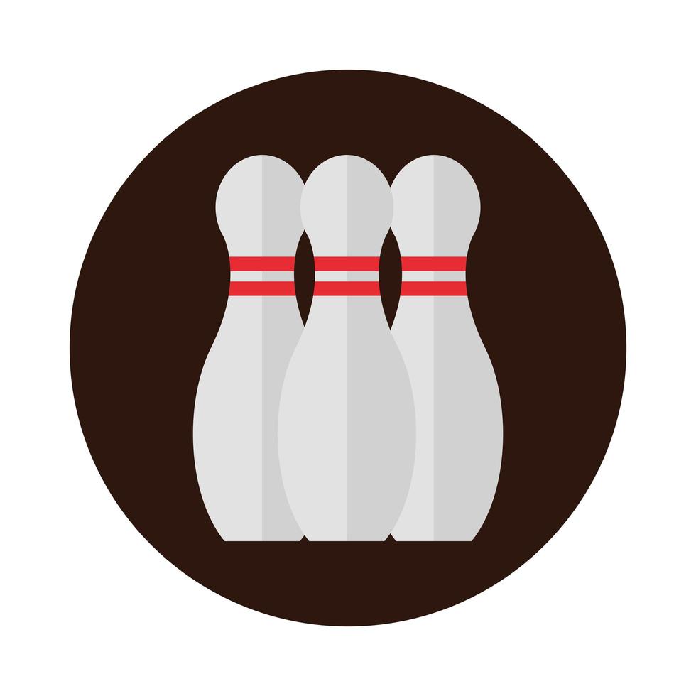 Bowlingkegel mit rotem Streifenspiel Freizeitsportblock flaches Icon-Design vektor