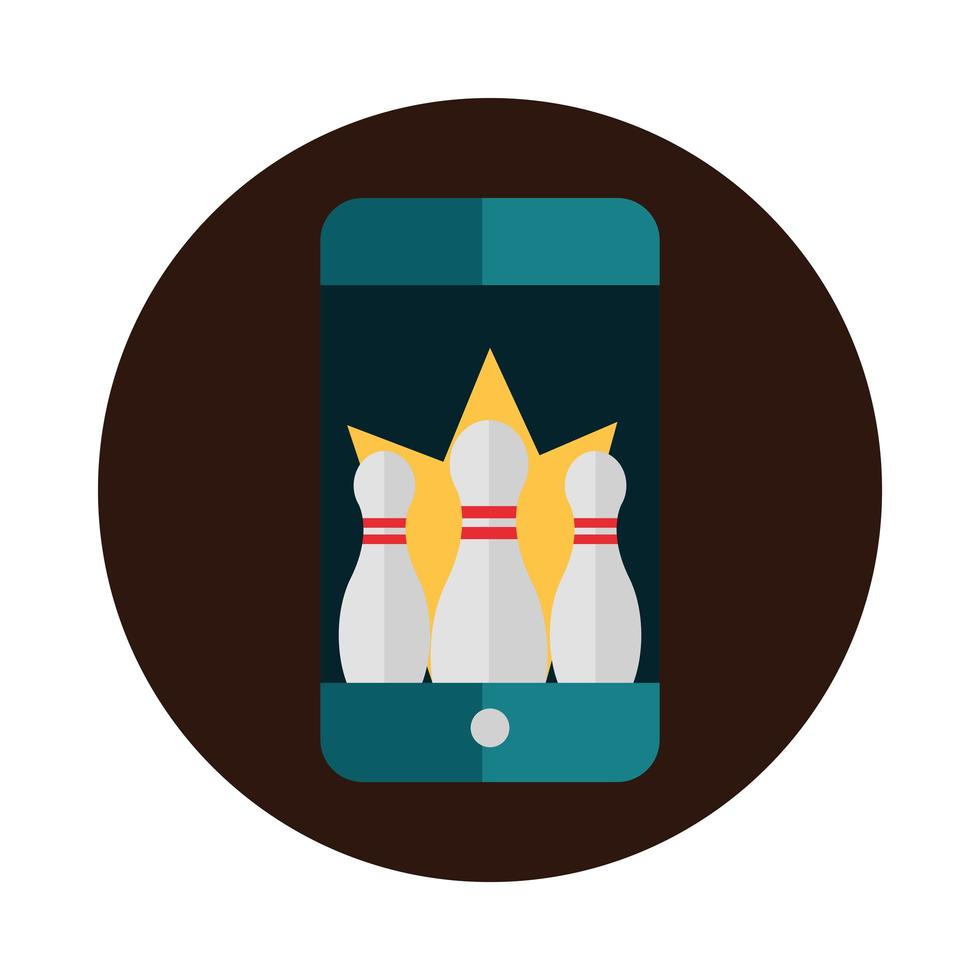 Bowling-Smartphone-Online-App-Spiel Freizeitblock flaches Icon-Design vektor