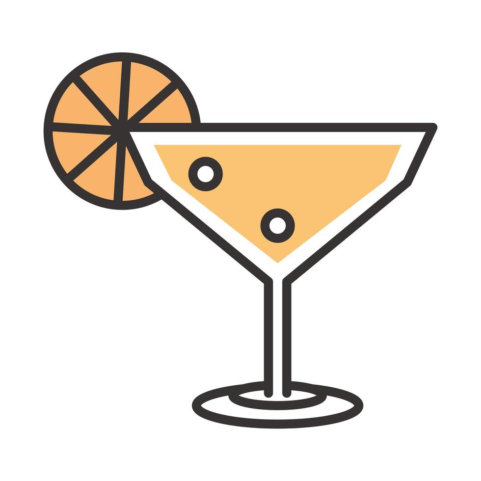 Cocktail Margarita Icon Drink Likör erfrischende Alkohollinie und Fülldesign vektor