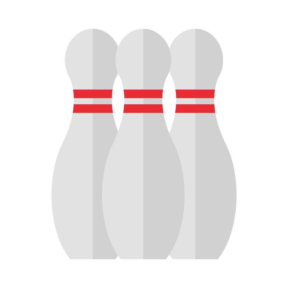 Bowlingkegel mit rotem Streifenspiel Freizeitsport flaches Icon Design vektor