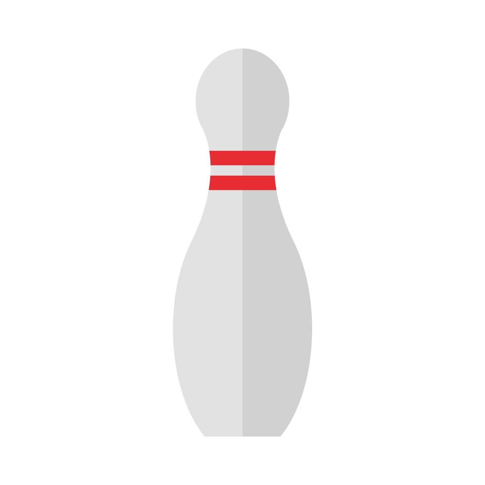 Bowling weißer Pin mit Streifen Ausrüstung Spiel Freizeitsport flaches Icon Design vektor