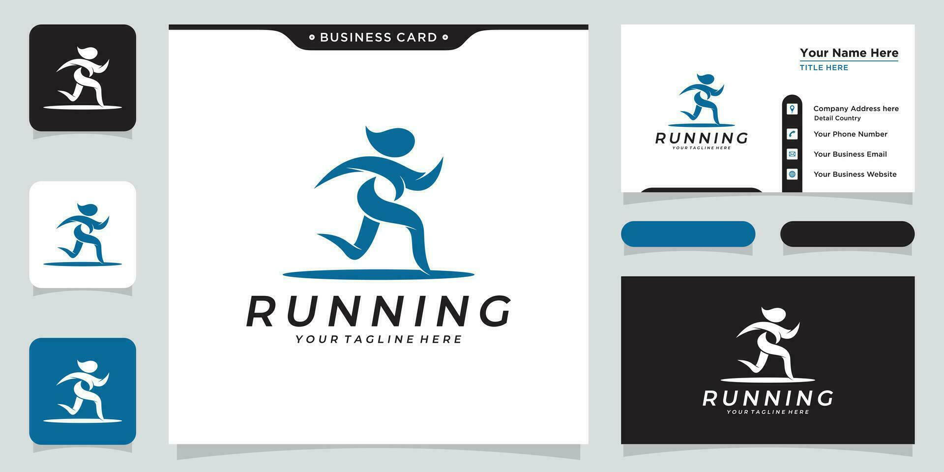 löpning logotyp, joggning och maraton logotyp mall design vektor