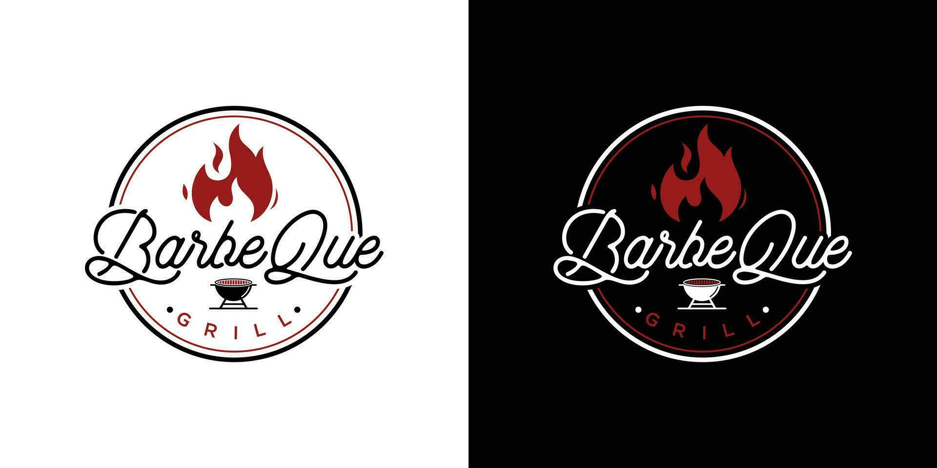 Grill Logo mit handgeschrieben, Weiß Hintergrund, Vektor Design