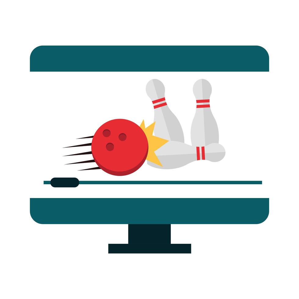 Bowling Online-Spiel Freizeitsport Anwendung flaches Icon Design vektor