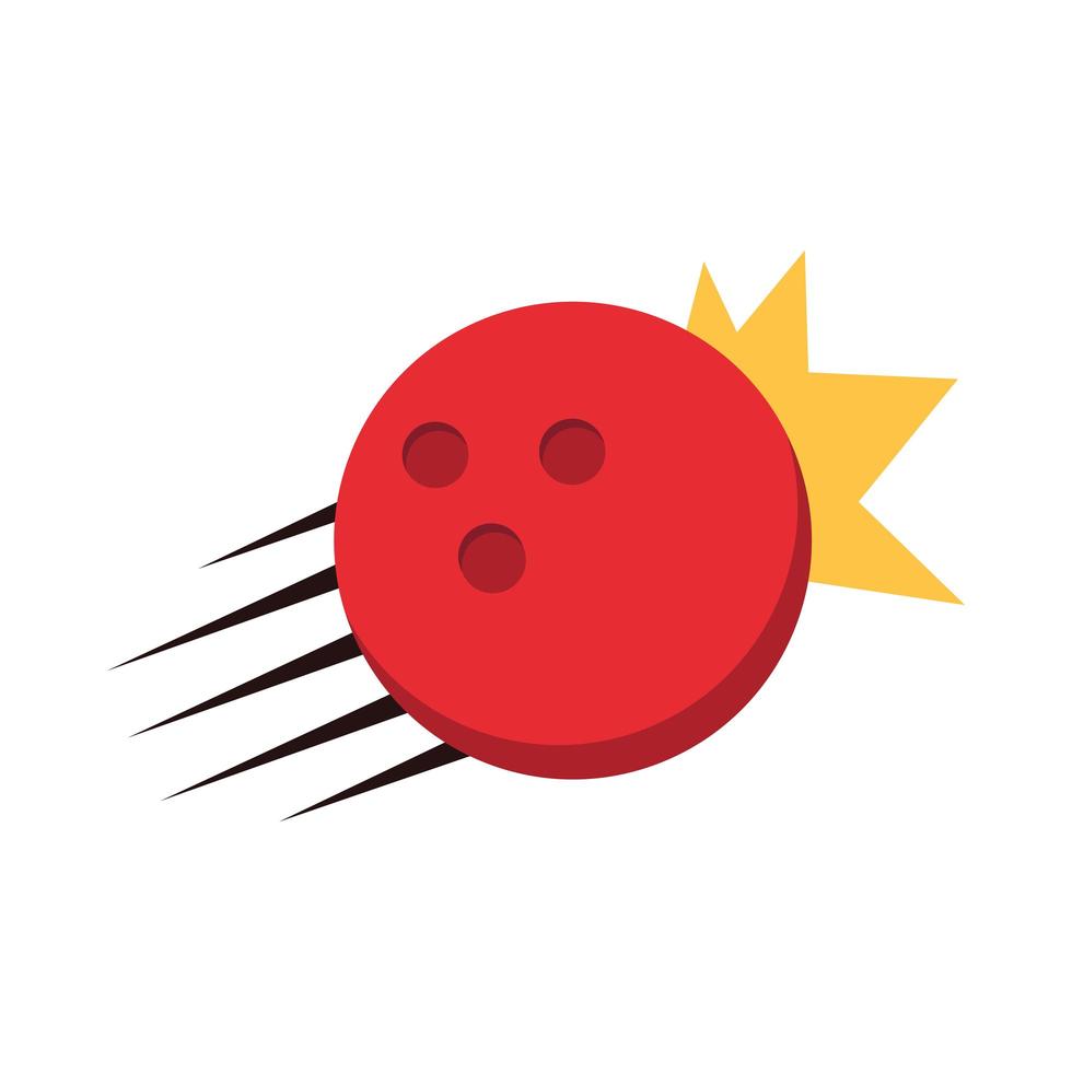 Bowling Crash Geschwindigkeit rotes Ballspiel Freizeitsport flaches Icon Design vektor