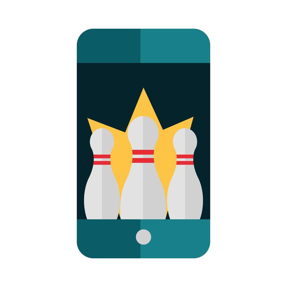 Bowling-Smartphone-Online-App-Spiel Freizeit flaches Icon-Design vektor