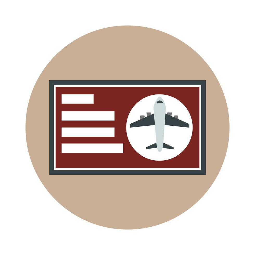 Flughafen Flugticket Bordkarte Reise Transport Terminal Tourismus oder Geschäftsblock und flaches Symbol vektor