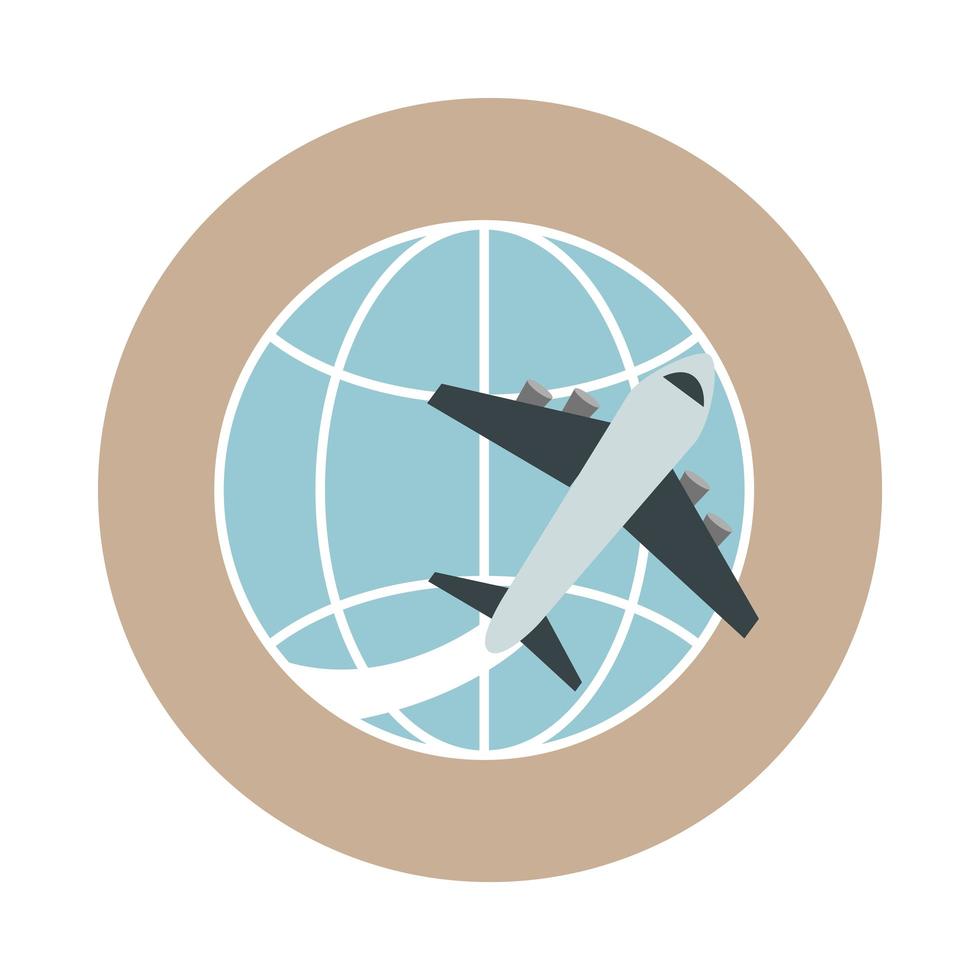 Flughafen Welt Flugzeug Reise Transport Terminal Tourismus oder Geschäftsblock und flaches Symbol vektor