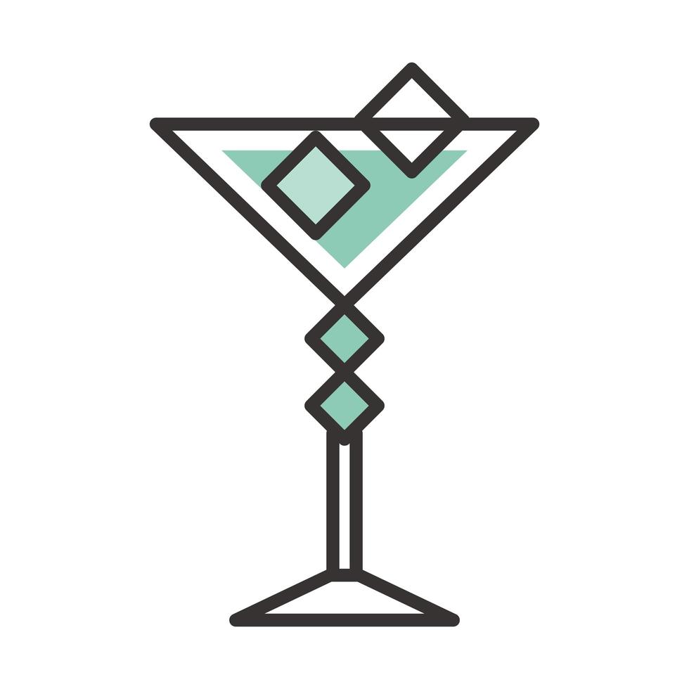 cocktail ikon glas kopp med isbitar dricka sprit uppfriskande alkohol linje och fylla design vektor