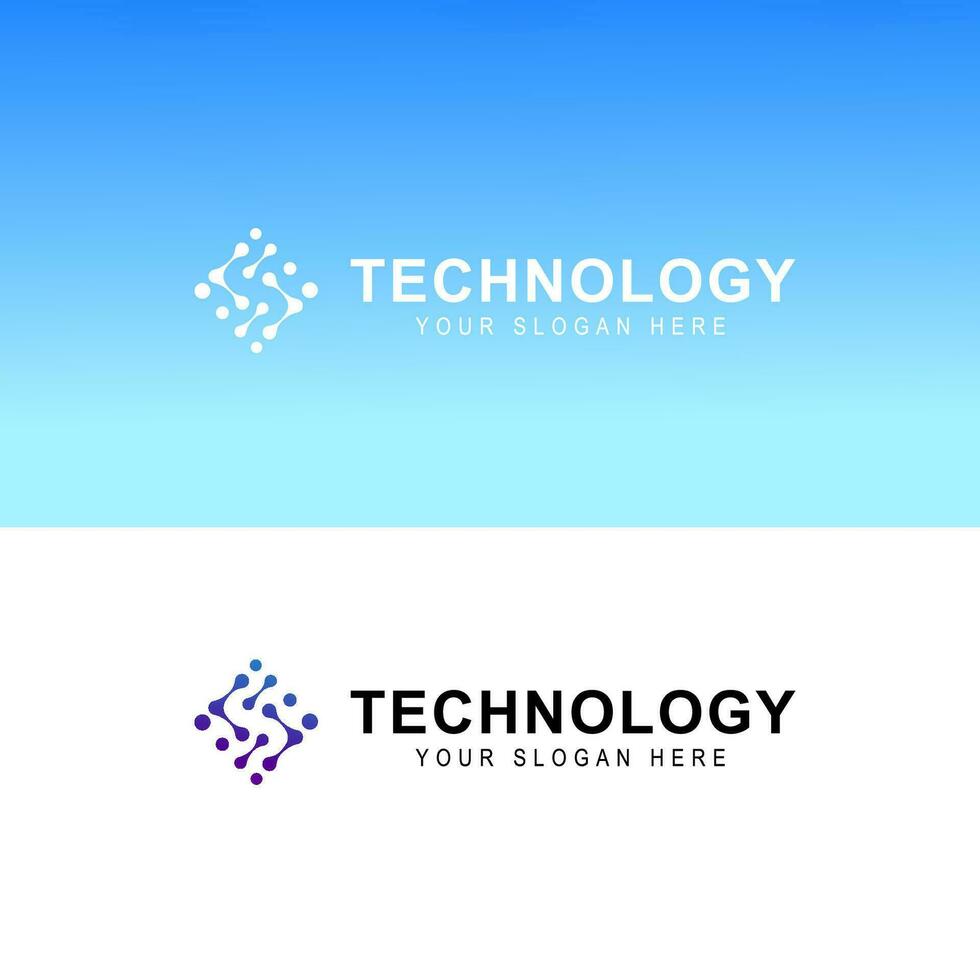 Technologie Verbindung mit abstrakt Punkt, Molekül und System Logo Vorlage. vektor