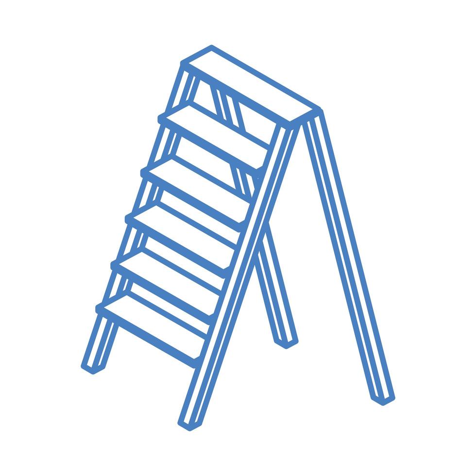 isometrische reparatur konstruktion aluminium treppenarbeitswerkzeug und ausrüstung lineares symbol design vektor