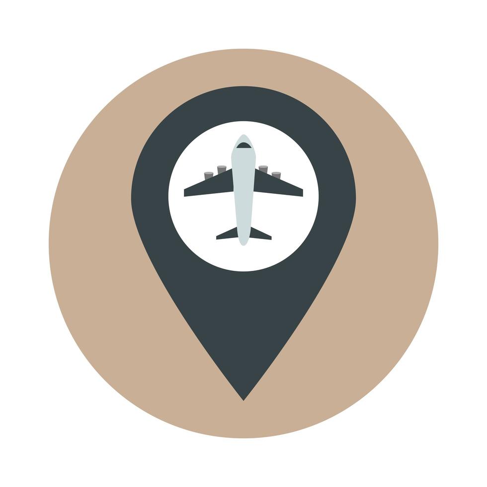 flygplats GPS navigering pekare plan resa transport terminal turism eller affärsblock och platt stil ikon vektor