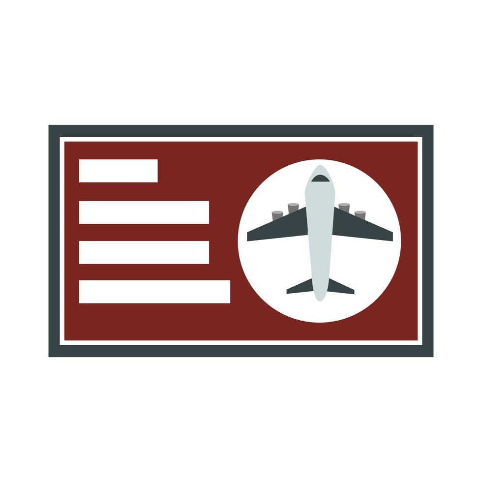 Flughafen Flugticket Bordkarte Reise Transport Terminal Tourismus oder Business Flat Style Symbol vektor