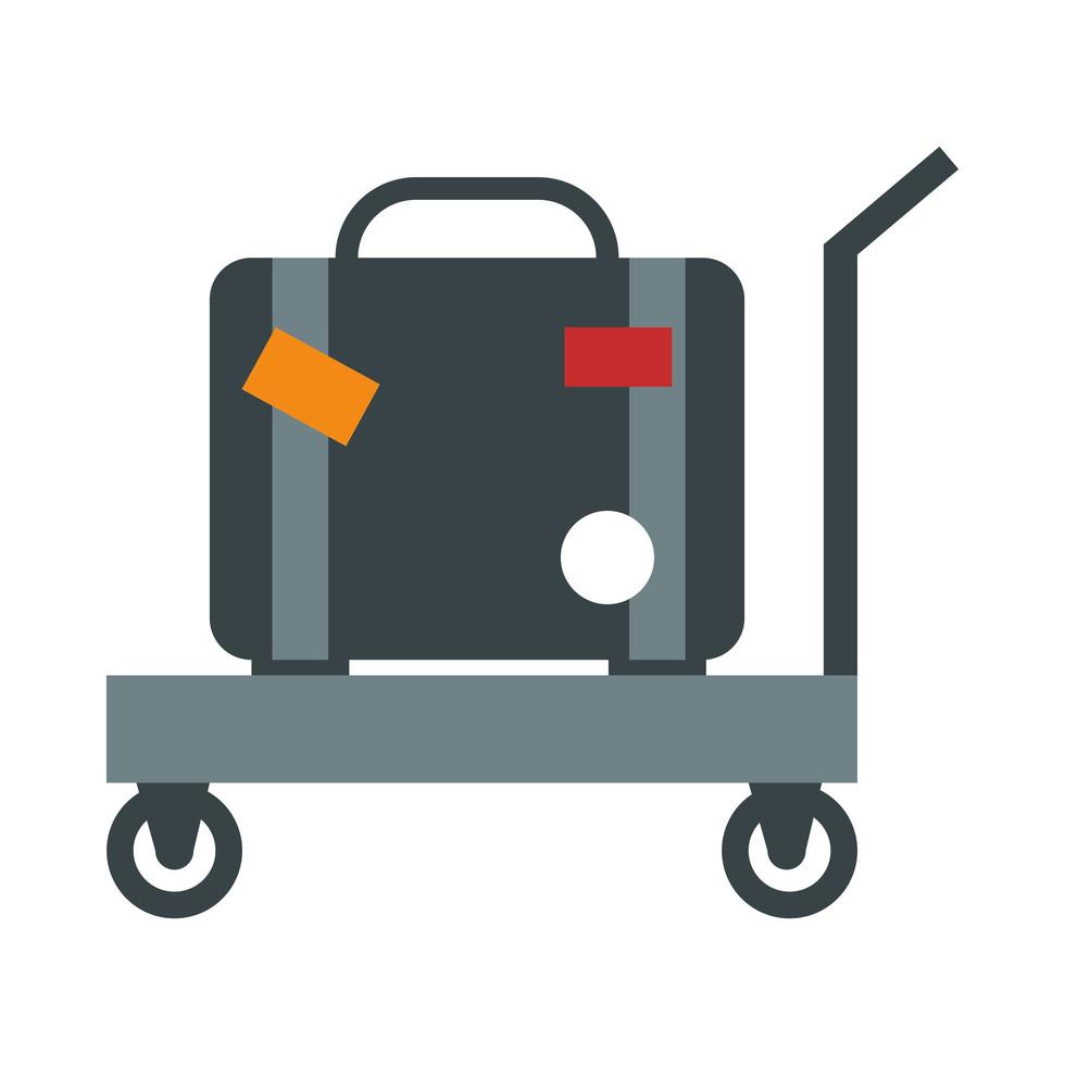 Flughafenkoffer auf Push Cart Travel Transport Terminal Tourismus oder Business Flat Style Icon vektor