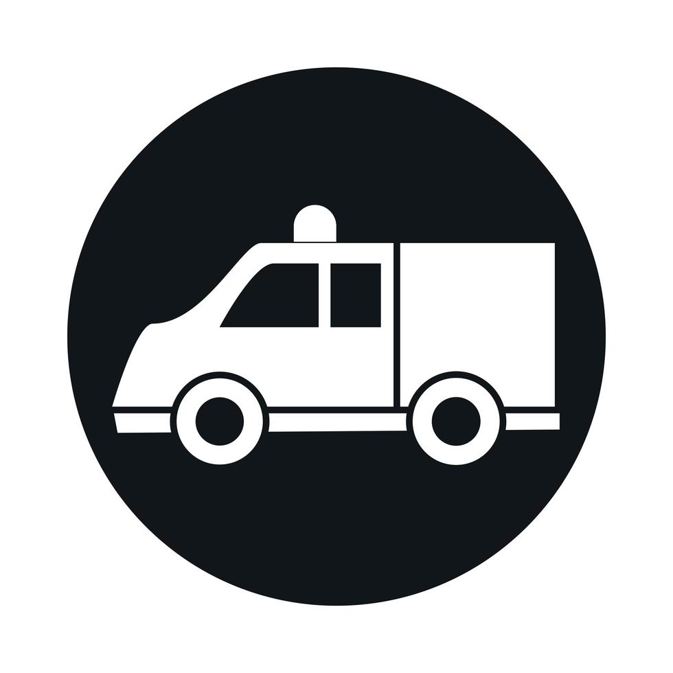 bil ambulans modell transportfordon block och platt stil ikon design vektor